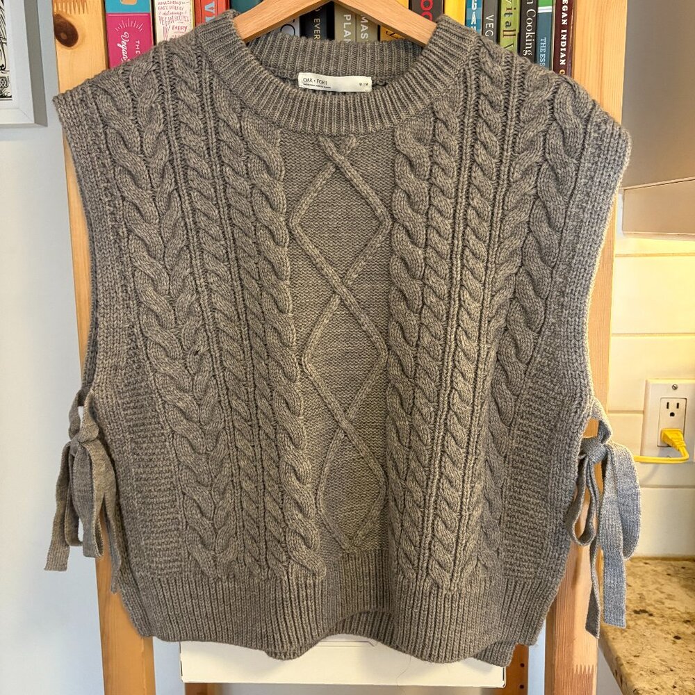 Oak + Fort Grey Side-Tie Knit Vest - Large